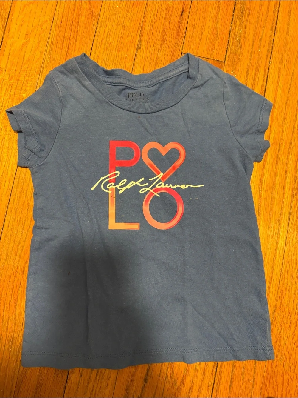 Ralph Lauren Kids Navy Blue Graphic POLO Heart Short Sleeve Tee